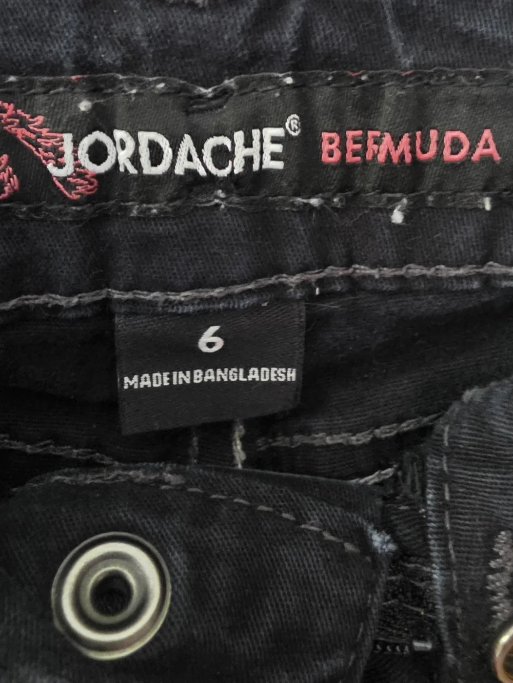 Jordache Black Bermuda Denim Shorts with Contrast Stitching
